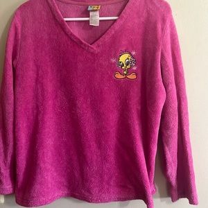 Warner Bros. Tweety Y2K Women's Fleece PJ Sleepwear XL Pink Top long sleeve